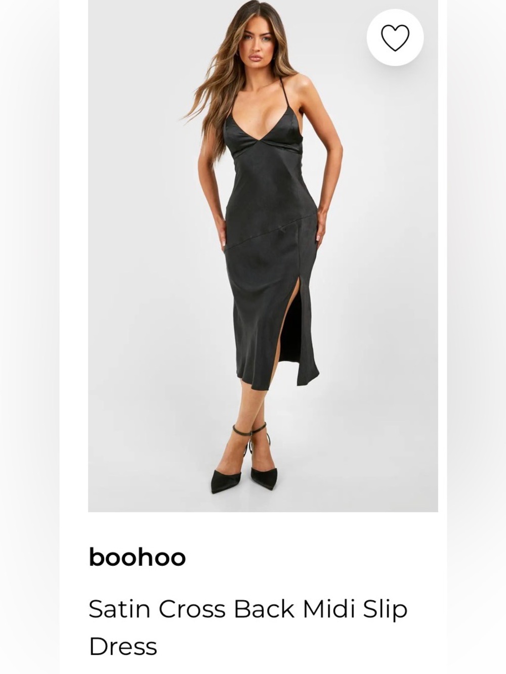 Black Slip Midi Dress with cross back straps